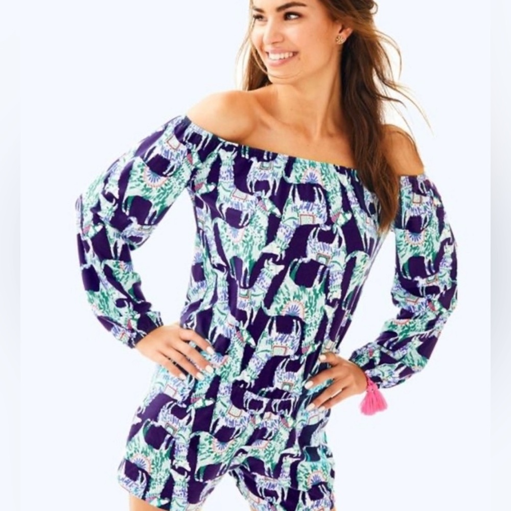 NWT Lily Pulitzer Lana “Alpaca My Bags” Romper, Sz M